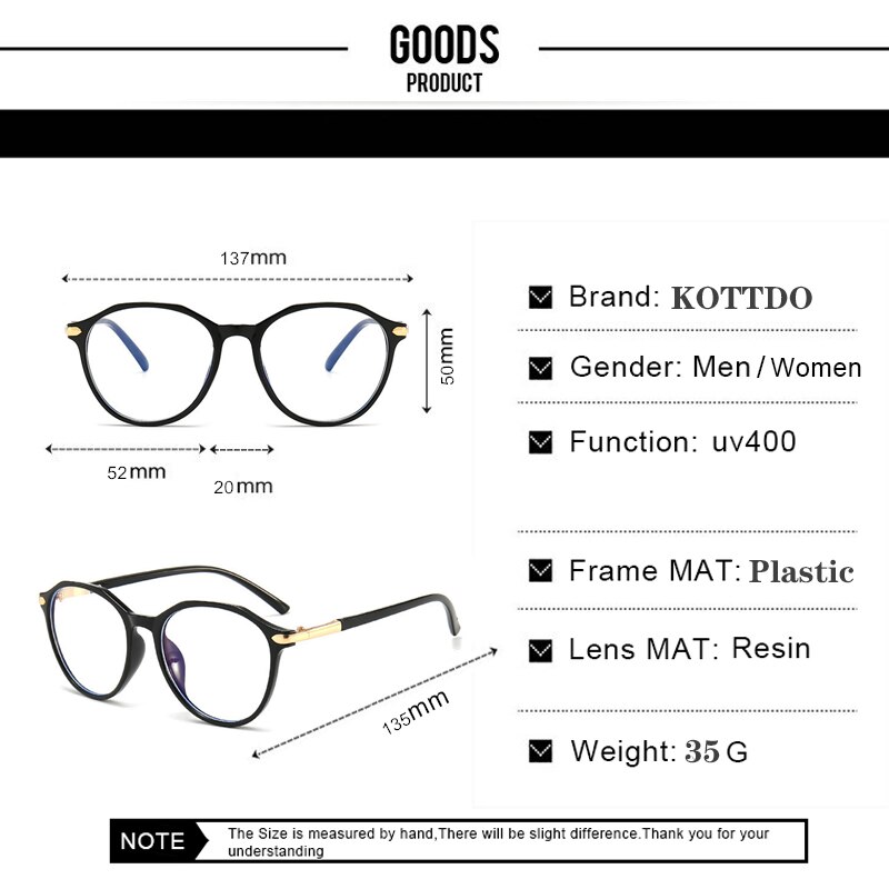 KOTTDO-Gafas de luz azul para ordenador, lentes para videojuegos, con Uv400, montura transparente, Anti rayos azules