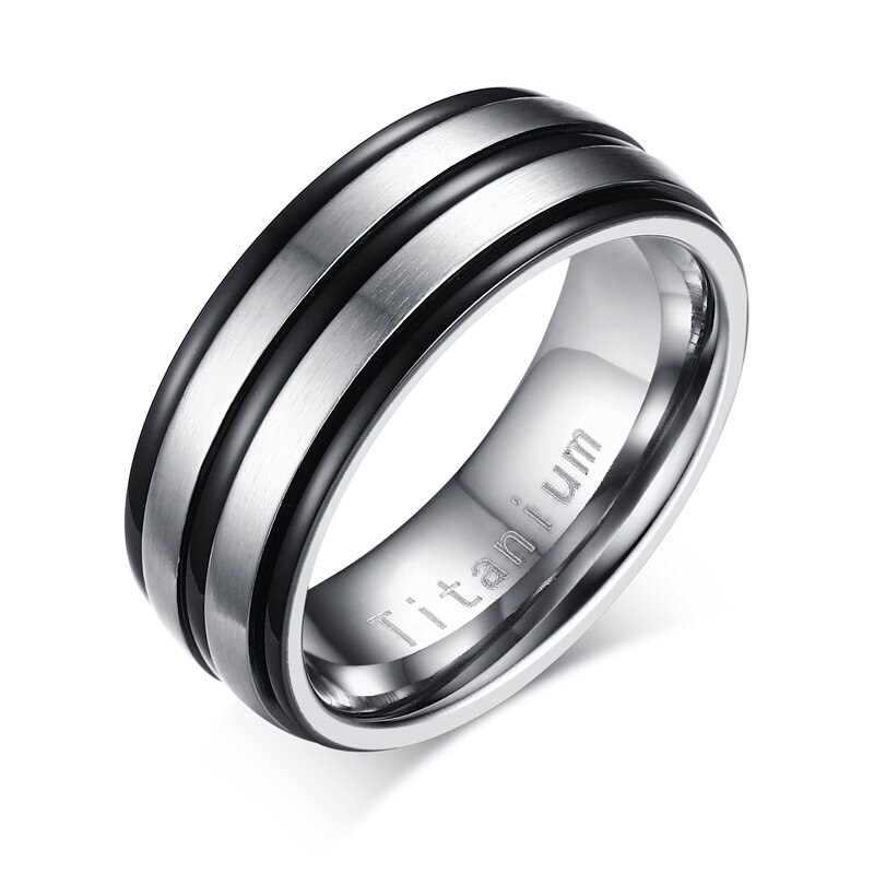 Vnox de Carbure de Titane Hommes Anneau De Mariage Anneaux 8mm USA Taille Gravé "Titanium": 10 / TR012BS