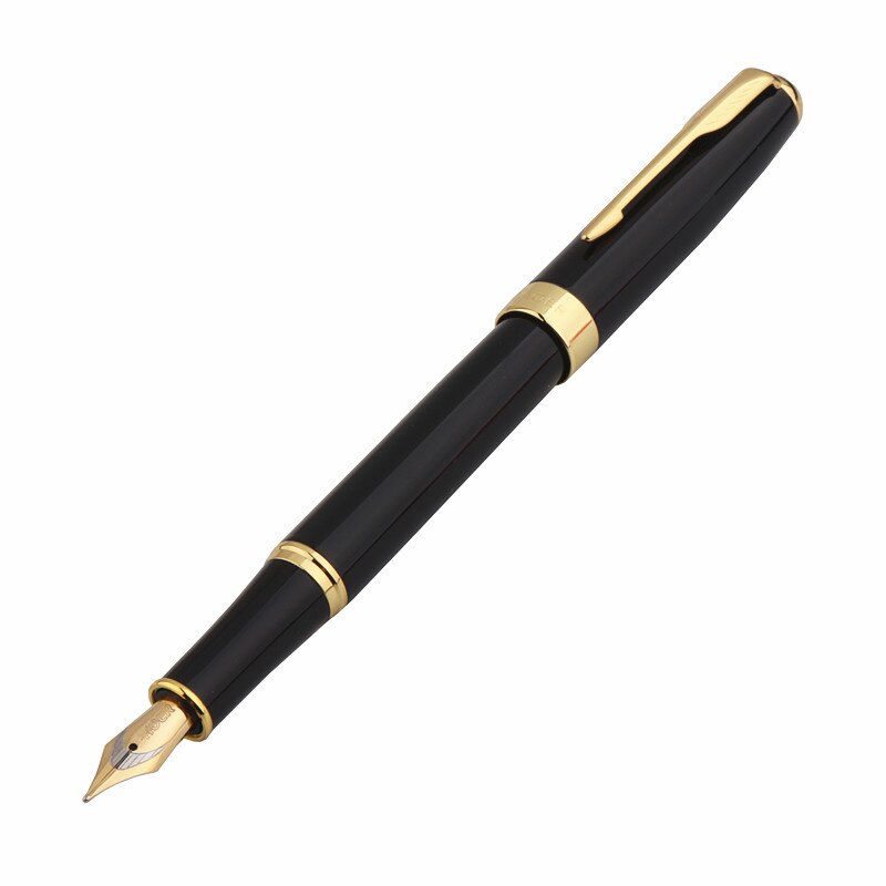 BAOER 388 Zwart Business Metalen Vulpen Nib Medium Gold Trim Pijl Clip Schoolbenodigdheden