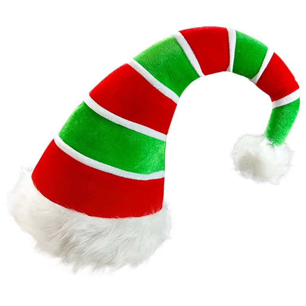 1pc Warm Christmas Hats Funny Party Hats Long Striped Felt Plush Elf Hat Theme Hats Christmas Party Hat Accessory #T1P