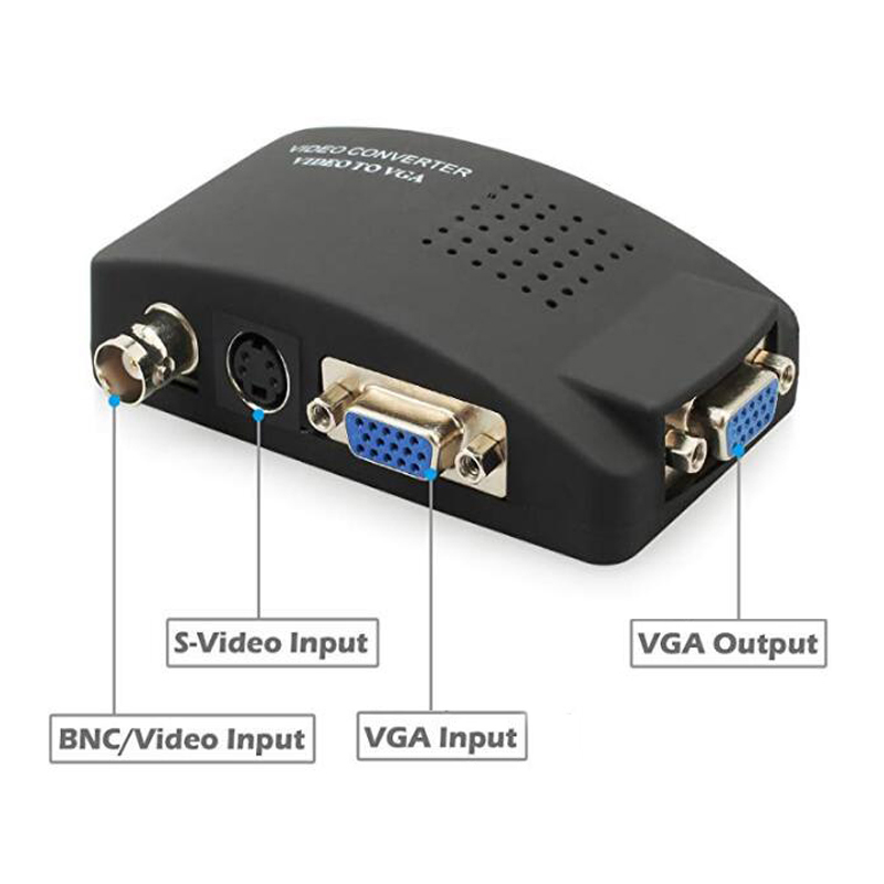 Convertidor BNC a vídeo VGA compuesto s-video entrada a PC VGA salida adaptador caja de interruptor Digital para PC MACTV Cámara DVD DVR