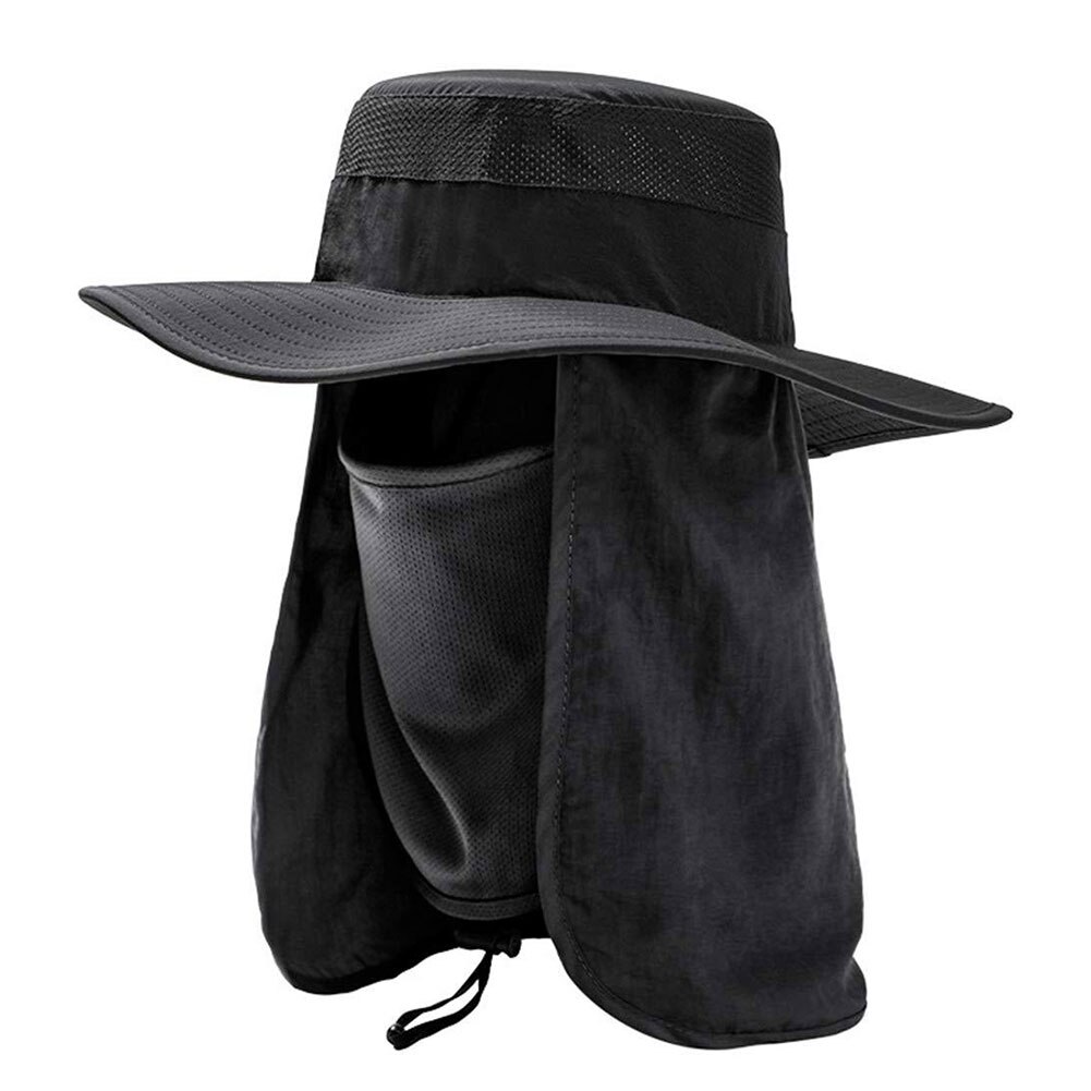 Chapeau de Protection contre le soleil pour hommes, casquette de Protection contre les UV pour le visage et le cou, pour Sport en plein air, randonnée, pêche: Black