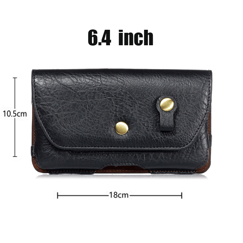 4.7 - 6.4 inch Retro Magnetic Holster Belt Bag Clip Phone Cover For Samsung A70 A50 A30 A20 A40 Note 10 Plus Waist Leather Case: 6.4 INCH Black