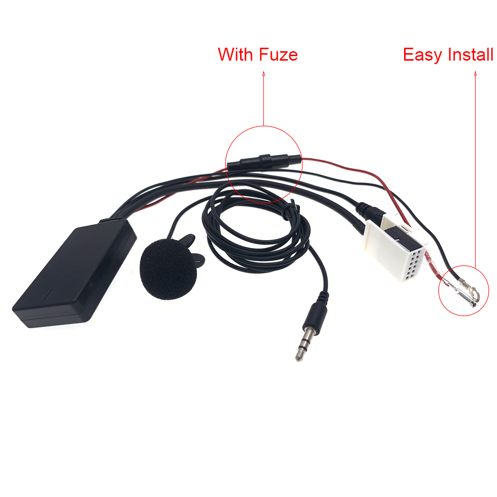 12Pin Car Radio Stereo Music Bluetooth Module Wireless Aux Handfree Call Cable Adapter For Peugeot 207 307 407 308 Citroen RD4: With Mic