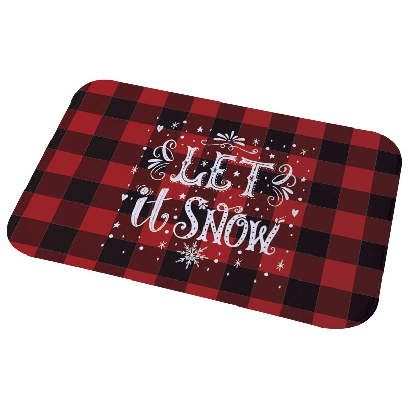Winter Snowflake Christmas Tree Doormat Red Non Slip Absorbent Floor Carpet Mat for Entryway Bedroom Living Room Sofa Home Decor: B02