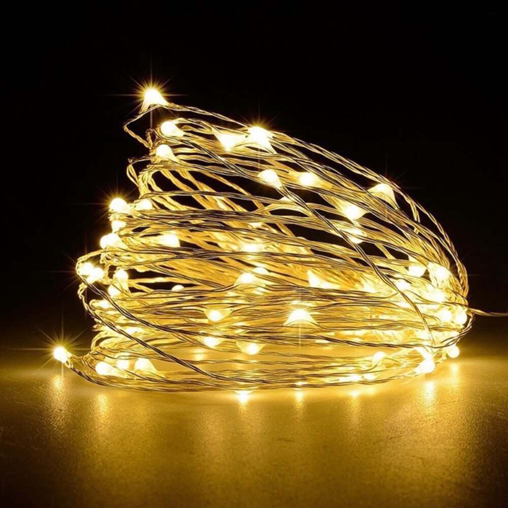 30-200leds Led Fairy String Lights Usb Operated Zilver Draad 5/10/20M Voor Thuis Slaapkamer Tuin Kerst tree Slingers Decoraties: Warm White / 5m 50leds