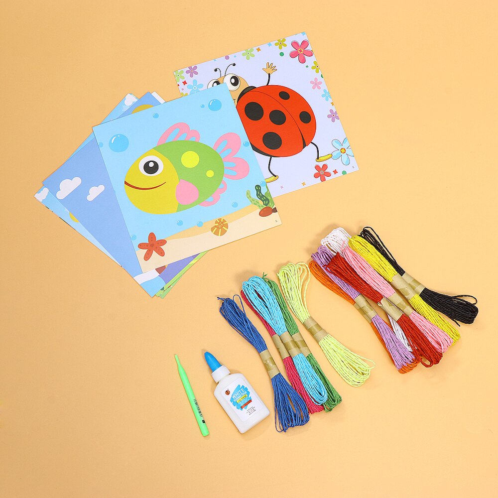 1 Set DIY Colorful Paper Rope Set Kindergarten Handmade Materials Educational Paper Rope Set for Children (Sun Flower Pattern)