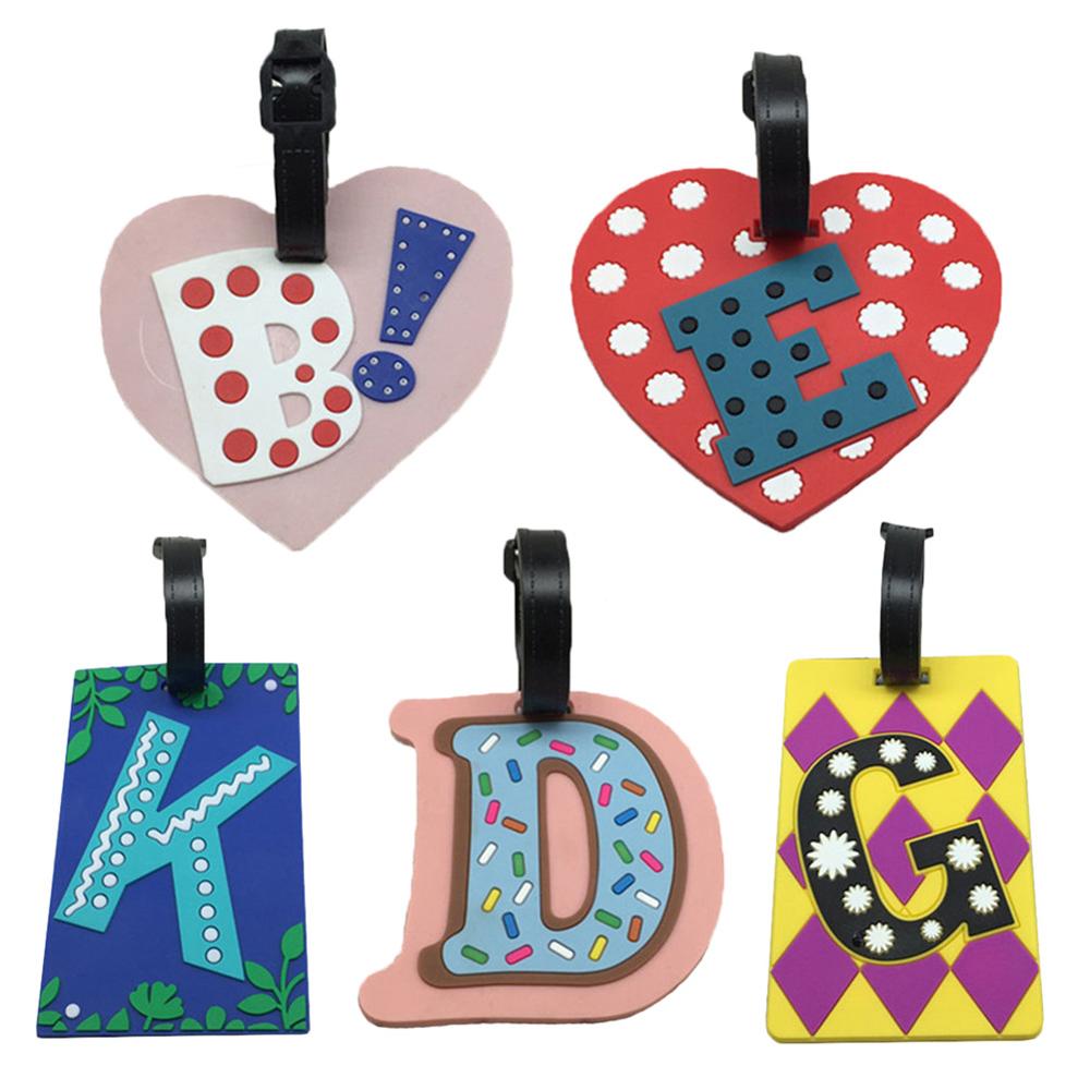 Letter Travel Accessories Luggage Tag Cartoon Silica Gel Suitcase ID Address Holder Baggage Boarding Tag Portable Label