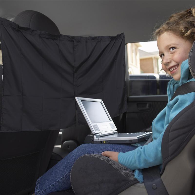 Car Front and Rear Partition Curtain Removable Divider Sun Shade (Black)