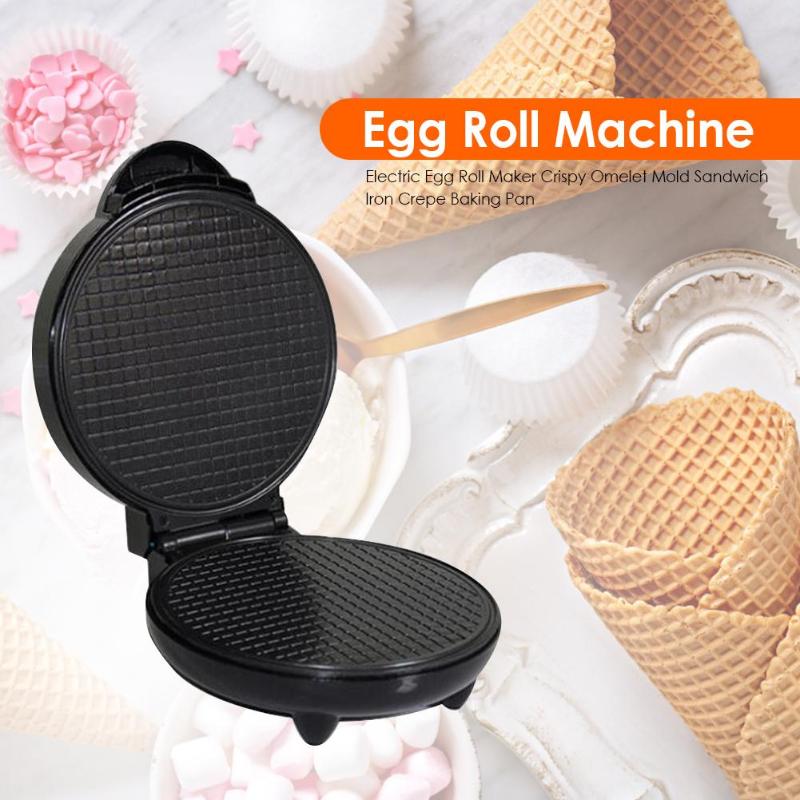 Electric Crispy Egg Roll Maker Omelet Iron Crepe Baking Pan Waffle Pancake Oven DIY Ice Cream Cone Machine EU Plug