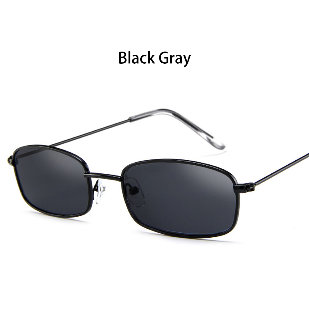 1 paire métal cadre Rectangle lunettes de soleil rétro nuances UV400 lunettes pour hommes femmes été lunettes quotidien conduite lunettes: Black Gray
