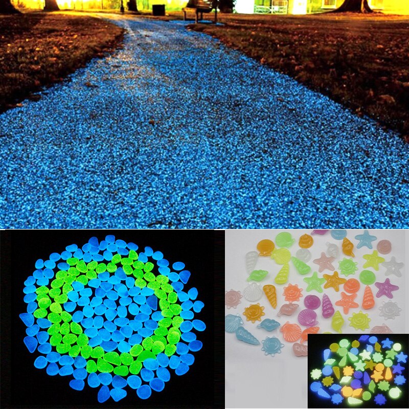 100 stuks/pak glow in the dark tuinkiezels, lichtgevende stenen voor aquariumpaden, tuinpaden, tuindecoratie, lichtgevende stenen