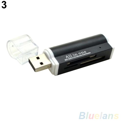 Multi All In 1 Micro Usb 2.0 Memory Card Reader Adapter Voor Micro Sd Sdhc Tf M2 Mmc MS Pro duos Kaartlezer: Black