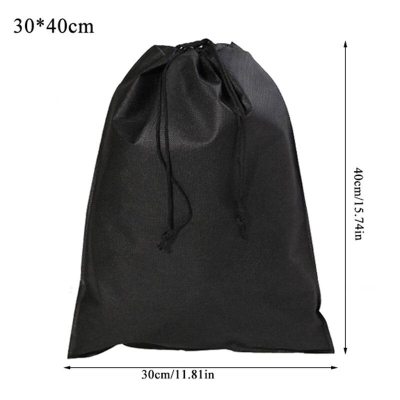Non-Woven Fabric Drawstring Bags Home Laundry Shoe Travel Portable Pouch Drawstring Tote Bag Organizer: black 30x40cm