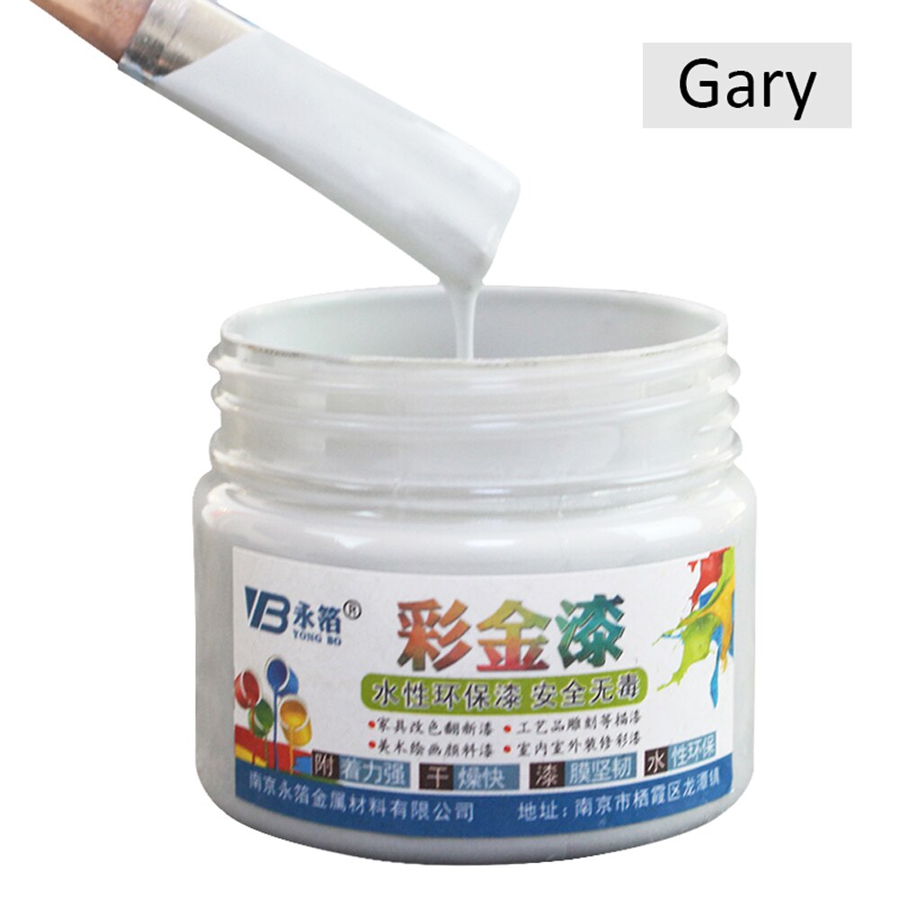 Barniz de pintura a base de agua, color gris oscuro, 100g, para muebles, mesa, hierro y puertas de madera, vallas, artesanías, pintura libre de pared, cepillo y guantes: Gray