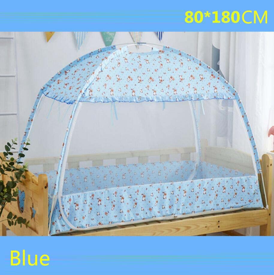 Opvouwbaar klamboe in meerdere maten voor kinderen, zomerluifel voor babybedje, anti-muggentent, mongoolse yurt, klamboe: Blauw -80 x 180cm