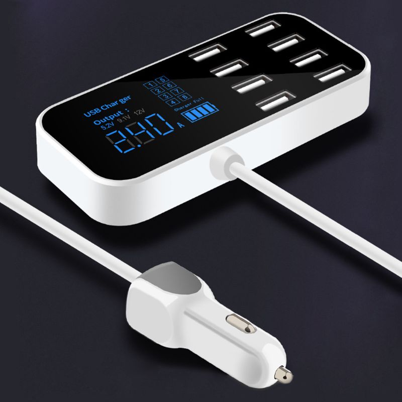 A9S Fast Car Charger 8 Port Multi USB LCD Display Phone Charger USB Hub