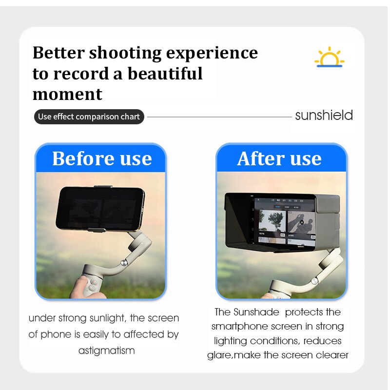 Osmo – pare-soleil pliable et portable pour téléphone, protection Anti-éblouissement, pour DJI Osmo OM 5 / OM 4 / OM4 SE, accessoires