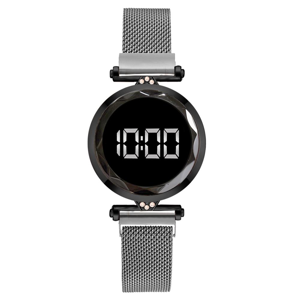 LED de luxe femmes Bracelet magnétique montres or Rose robe numérique montre Quartz montre-Bracelet dames horloge relogio feminino: Argent