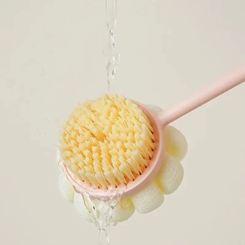 Zweiseitige Dusch-Körperbürste, Silikon, langer Griff, Badezimmer-Waschbürste, Bademassage, Rücken, Körper, Peeling-Bürste, Badezubehör