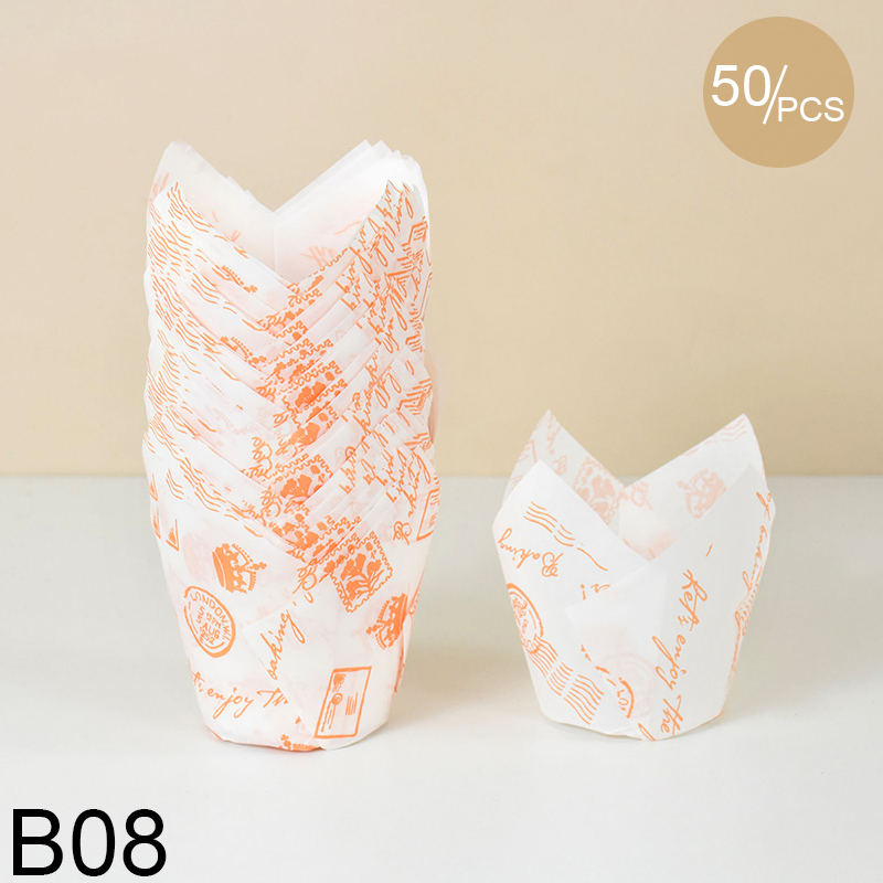 50 stücke Zeitung Stil Cupcake Liner Backförmchen Für Hochzeit Geburtstag Party Tulpe Muffin Cupcake Pappbecher Öldicht Kuchen Verpackung: violett