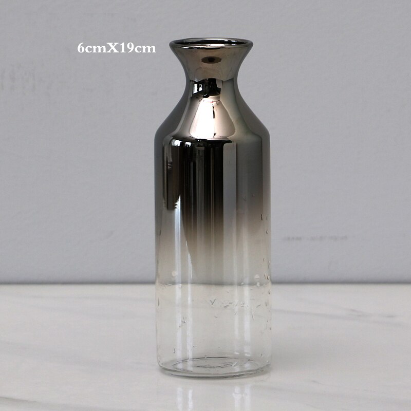 Moderne einfache silber glas kleine Vase blume Arrangeur licht luxus hause wohnzimmer esstisch wein schrank Veranda dekoration: E