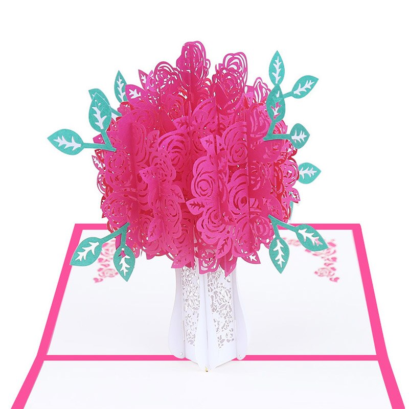 3D Rose Pop Up Card Cherry Blossoms Wedding Invitations Card LOVE Butterfly Flower Greeting Cards Romantic Thank You Cards Party