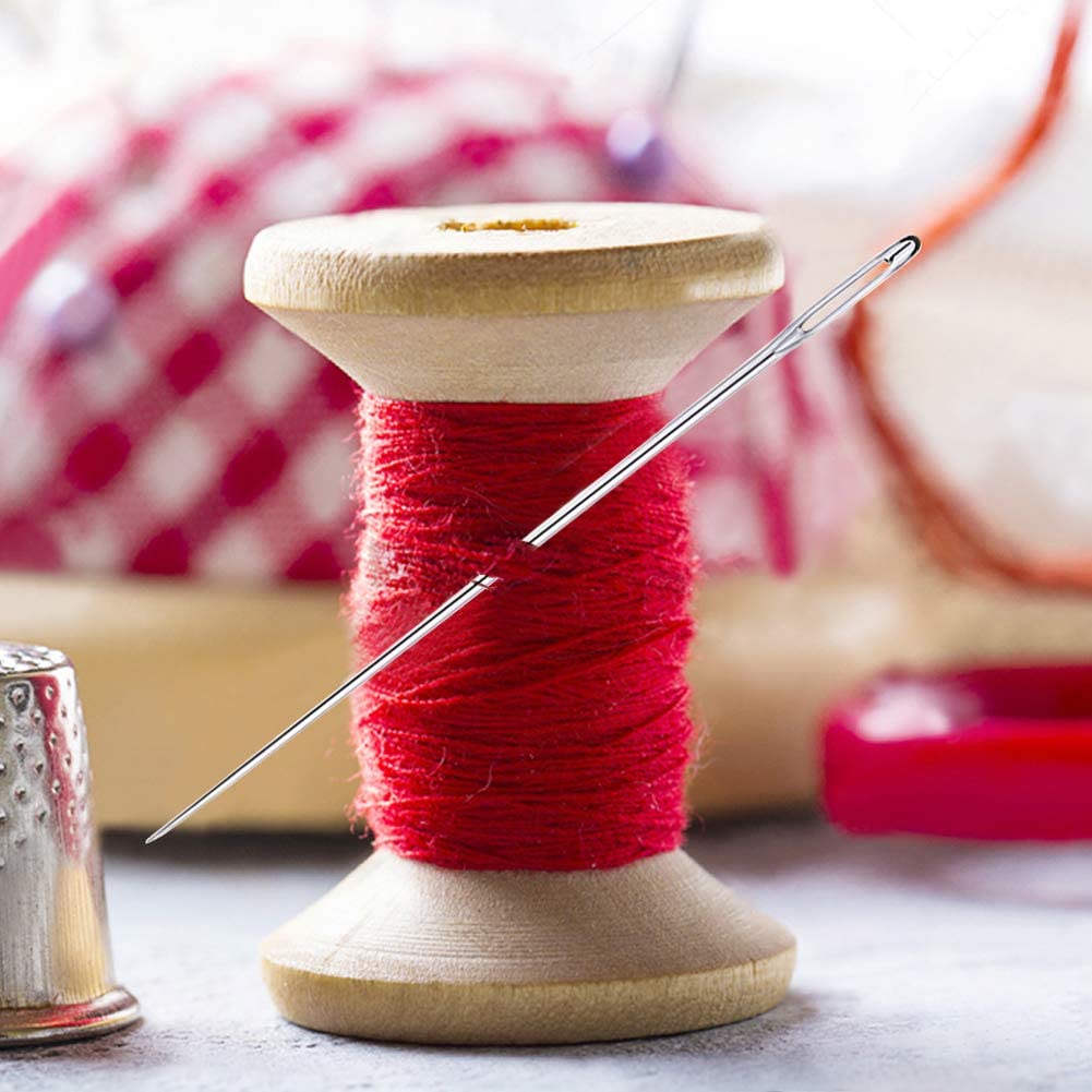 Nonvor 30 PCS Large Eye Sewing Needles, 5 Sizes Stitching Needles, Stainless Steel Needles, Crafting Knitting Weaving Needles