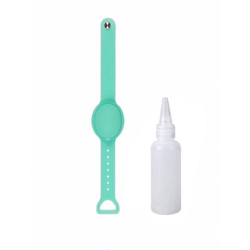 Silicone Wristband Hand Dispenser Sanitizer Bracelet Pumps Disinfectant Sanitizer Dispenser Bracelet: green B