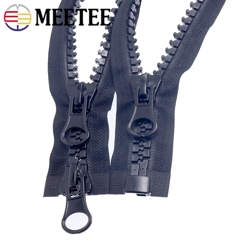 Cremallera Extra grande de resina de 20 ° 70/90/100/150/200cm, cremalleras para costura doble deslizante de extremo abierto, accesorios para chaqueta y abrigo, 1 unidad, DIY
