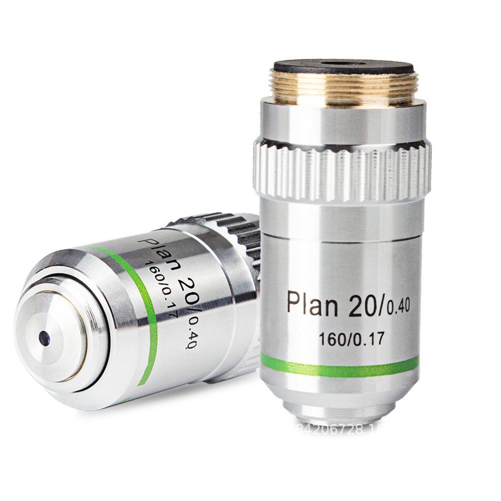 Microscope Plan Achromatic Objective Lens 4X 10X 20X 40X 100X Biological Metallurgical Microscope Objectives 20.2 RMS Thread: 20X