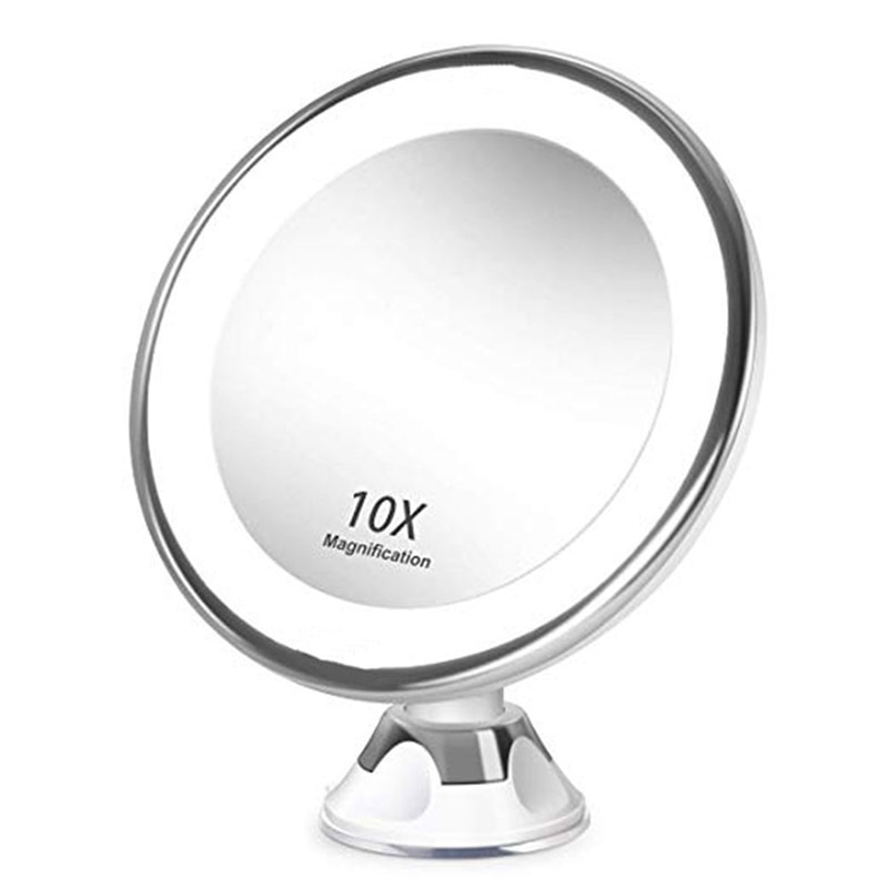 Miroir grossissant de maquillage portable avec lumière led et ventouse rotative à 360 ° pour la maison, le bureau et la salle 10x bain: Default Title