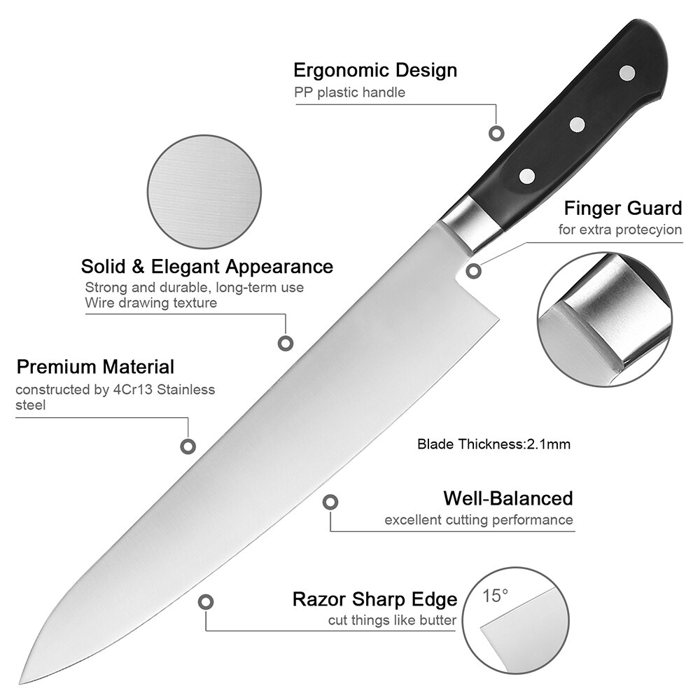 XITUO 12 Inch Chef Knife High Japanese 4Cr13 Stainless Steel Kitchen Knives Cleaver Meat Slicing Gyuto PP Plastic Handle