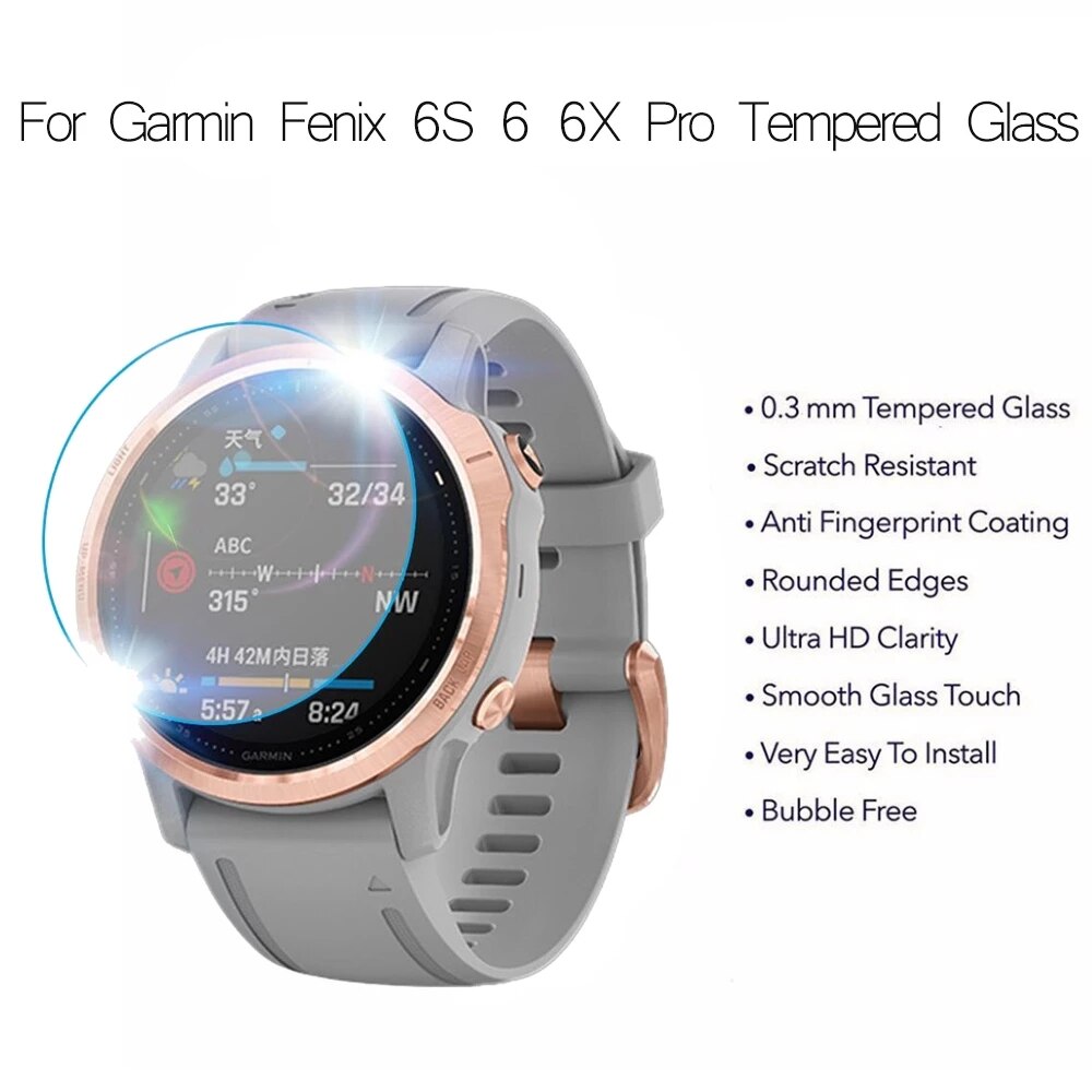 Film de protection d'écran pour Garmin Fenix 6 Pro / Fenix 6S Pro, en verre trempé, Premium, 5 pièces