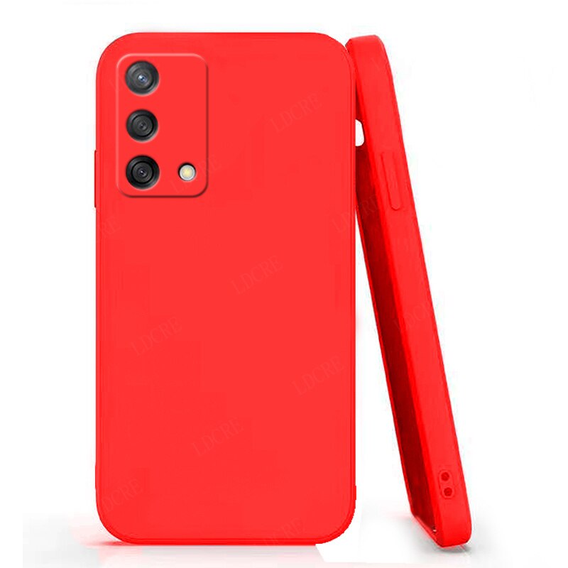 Para capa oppo reno 6 lite caso para reno 6 lite capas de silicone líquido luxo à prova de choque completa capa macia para reno 6 lite fundas: Vermelho