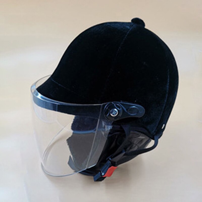Classical Velvet Adjustable Adult Equestrian Helmet 54-61cm Horse Riding Sports Helmet Riding Cap Equestrian Body Protectors: B with clear visor