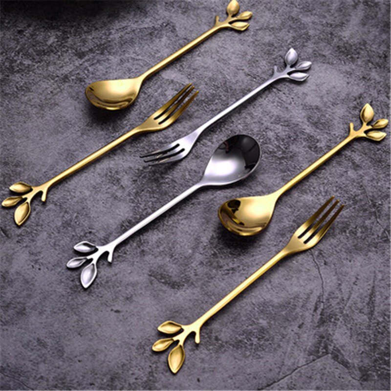 Küche Dessert Löffel Edelstahl Kaffee Milch Löffel mit Keramik Langen Griff Honig Löffel Gold-überzogene Dessert Mischen Löffel