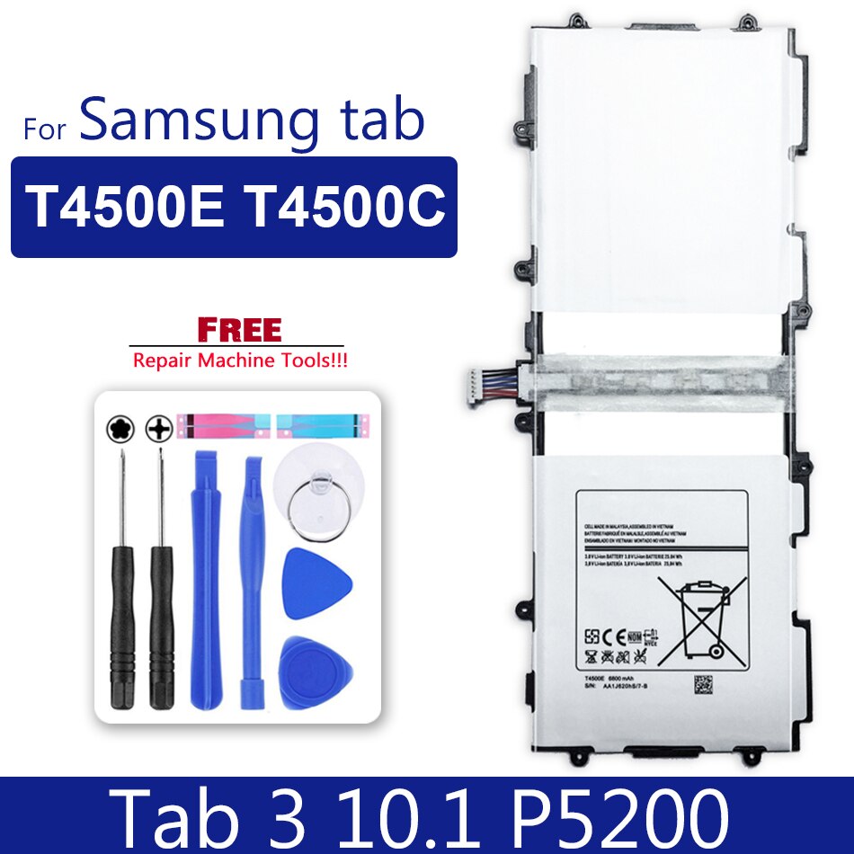 Bateria para tablet, galaxy tab 2 3 4 7.0 8.0 tab2 tab3 lite tab4 sm t210 t211 t310 t311 t530 t531 p3100 p5200 p5210: Tab 3 10.1 T4500E