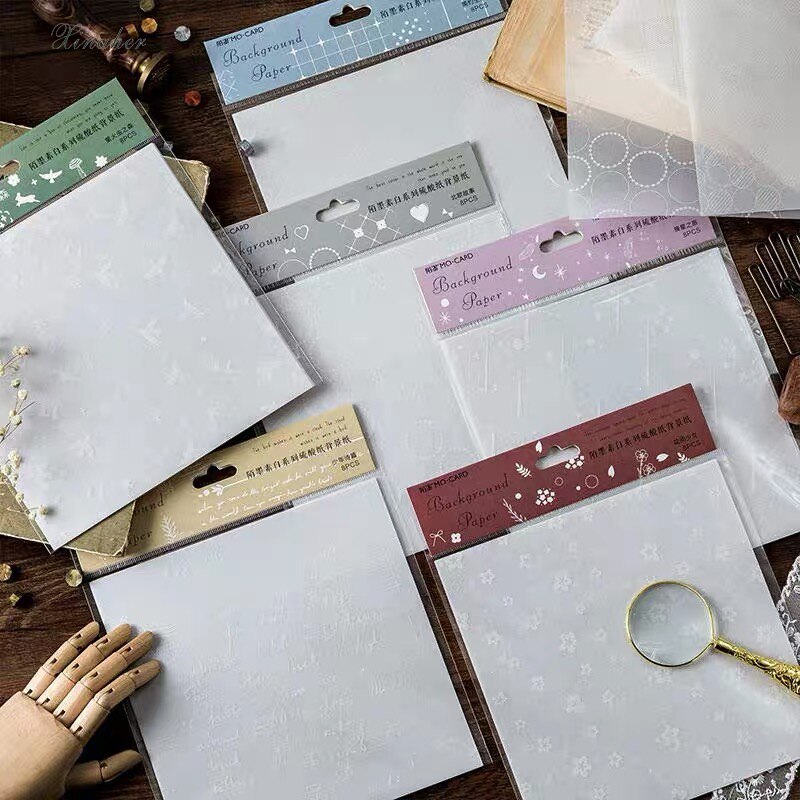 Blanco liso serie ácido sulfúrico Material de fondo de papel de diario planificador Scrapbooking decorativo Vintage papel para manualidades DIY
