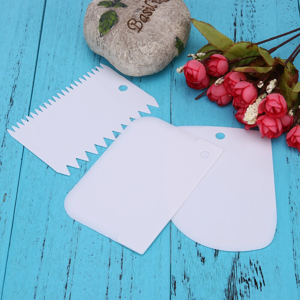 3 sztuk z tworzywa sztucznego ciasta lukier pomada cukiernicza skrobak ciasto krawędź dekorowanie narzędzia robić pieczenia ciasta gładkie krawędzi... 5 kolorów