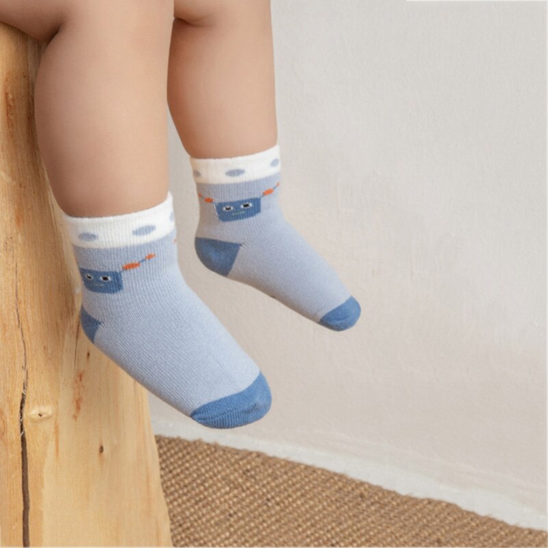 5pcs Baby Socks Boys Girls Sock Soft Cotton Cute Cartoon Pattern Kids Socks Suitable For 1-12Y