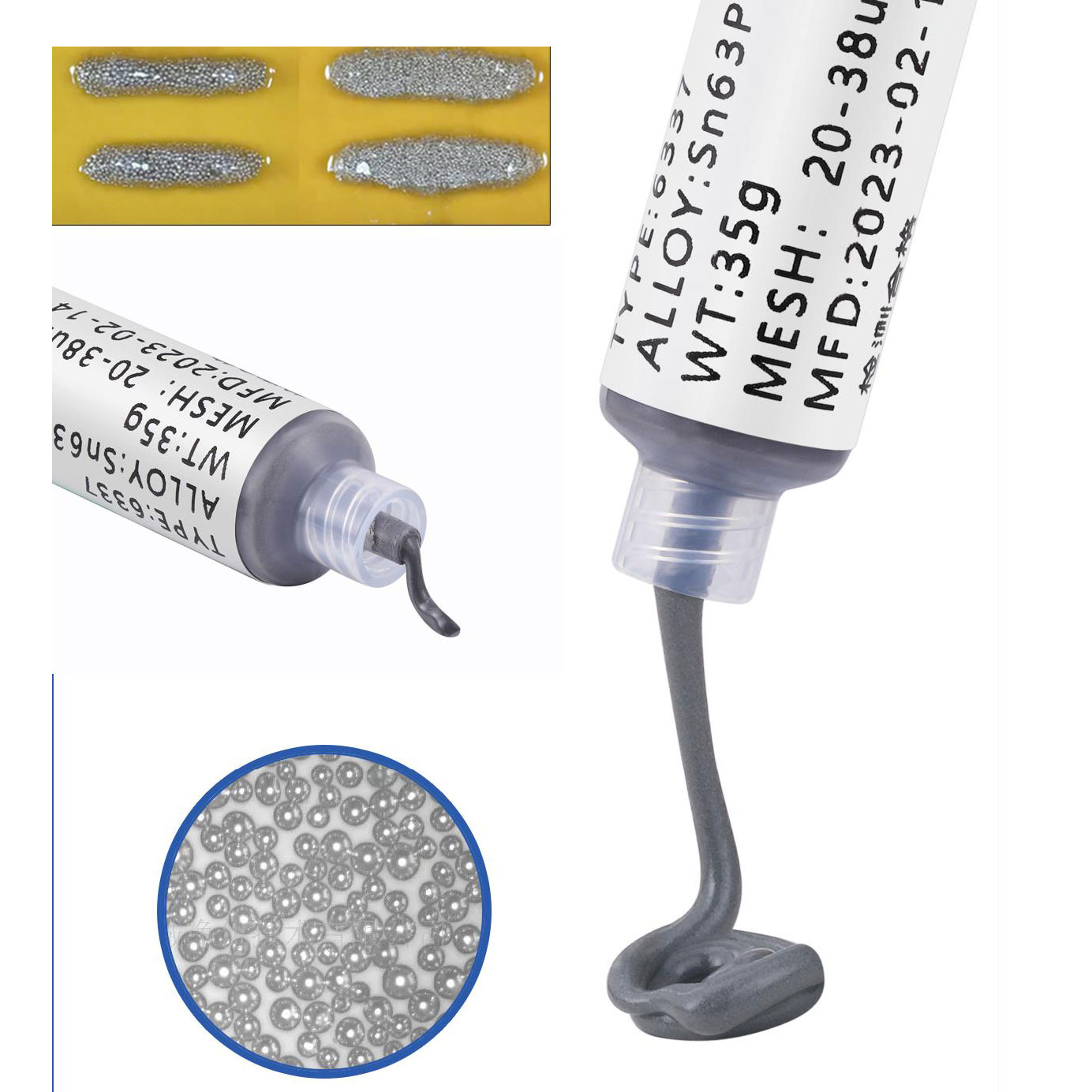 138/183 ℃ Flujo de jeringa de pasta de soldadura para soldar SMD BGA IC PCB tubo de aguja pasta de soldadura de estaño componentes de soldadura de pasta de soldadura
