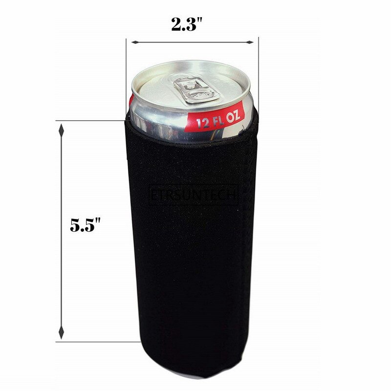 6/12PCS Black Neoprene Ultra Slim Can Sleeves Cooler Skinny Beer Can Covers For 12 oz Slim Red Bull Michelob Ultra White Claw