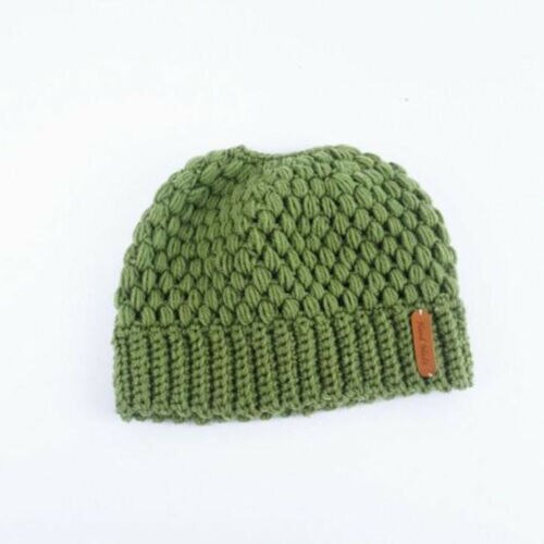 Herfst Winter Mode Vrouwen Meisjes Gat Caps Lege Top Wol Gebreide Beannie Hoed Rood Groen Zwart Wit Kaki: green