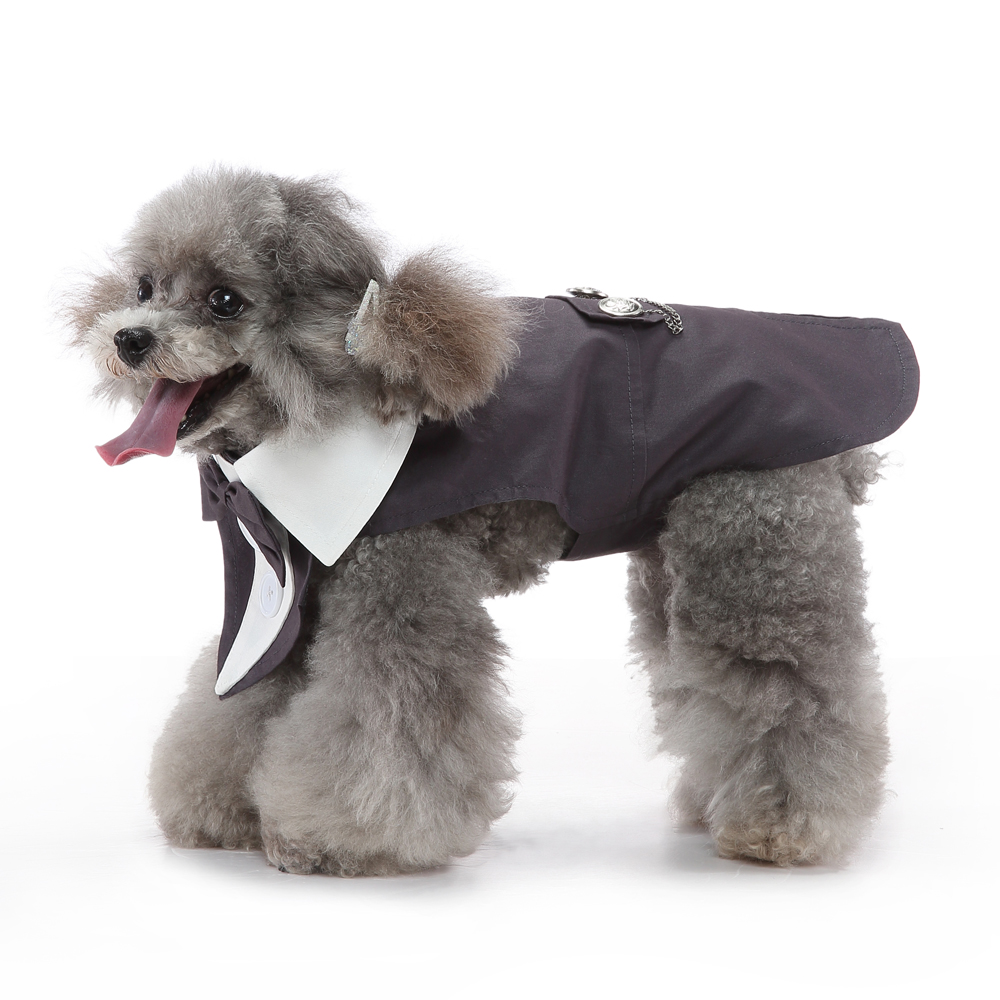 Kerst Hond Kostuum Hond Halloween Kleding Hond Bruiloft Outfit Kleding Bruiloft Shirt Kleding Formele Smoking voor Teddy Bulldog: L / Zilver