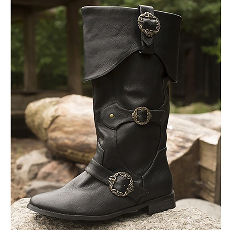 Medieval Cossack Norman Leather Boots Reenactment Reconstruction Prop Varyag Tudor Persian Roleplay Shoes theater Footwear Adult
