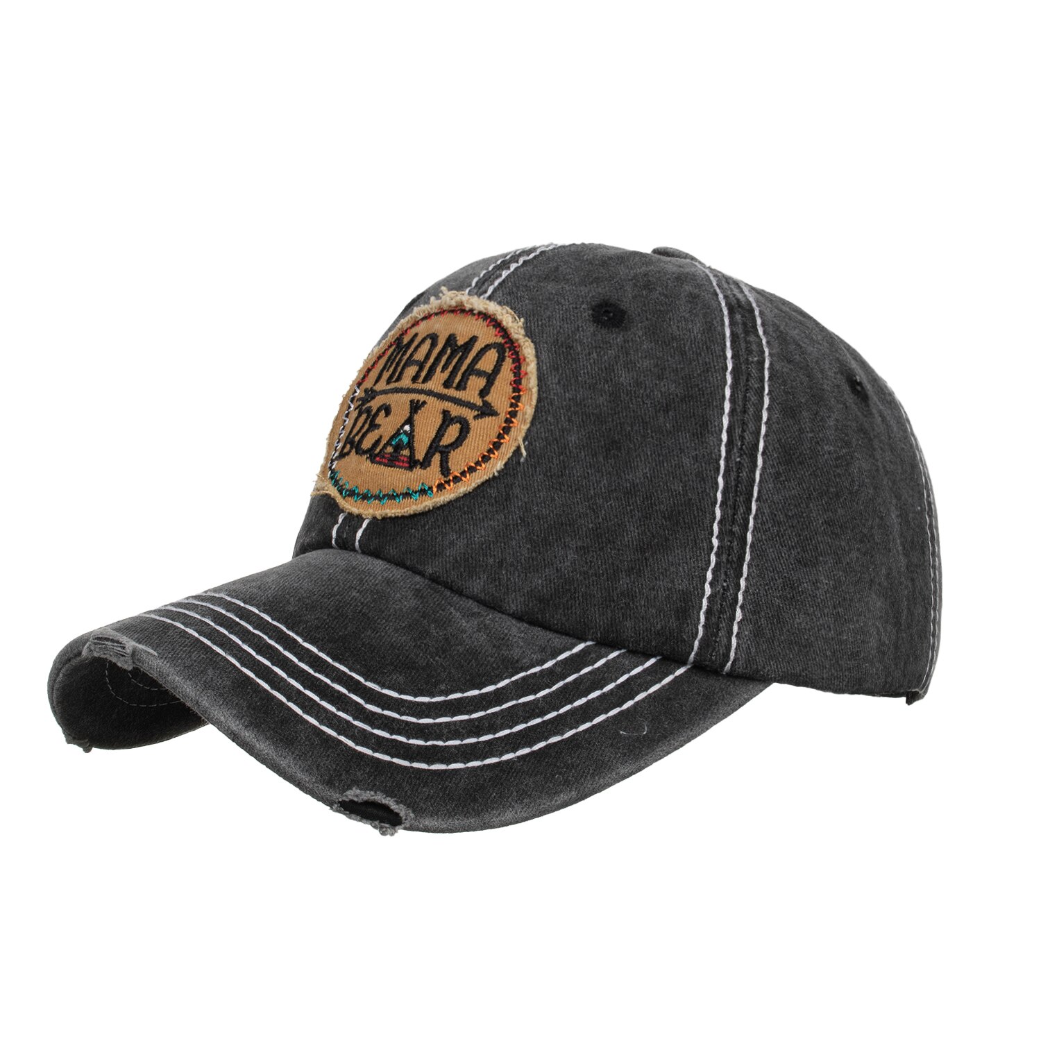Nova chegada masculino feminino unisex mama urso boné de beisebol chapéu moda bonés ajustáveis b757: Black
