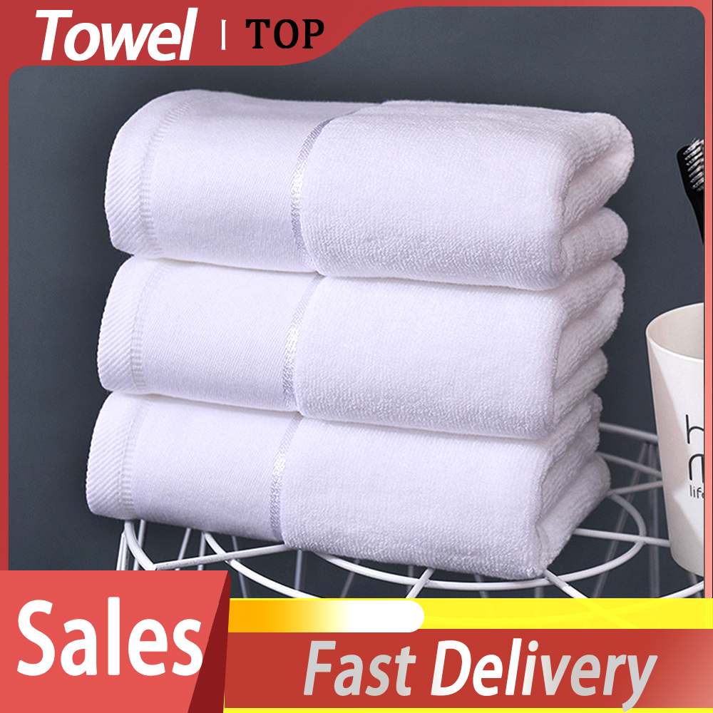 Cotton White Bath Towel Hotel Luxury Solid Color Bathroom Towels Thick Beach Towel Fast Drying Soft High Absorbent Antibacterial