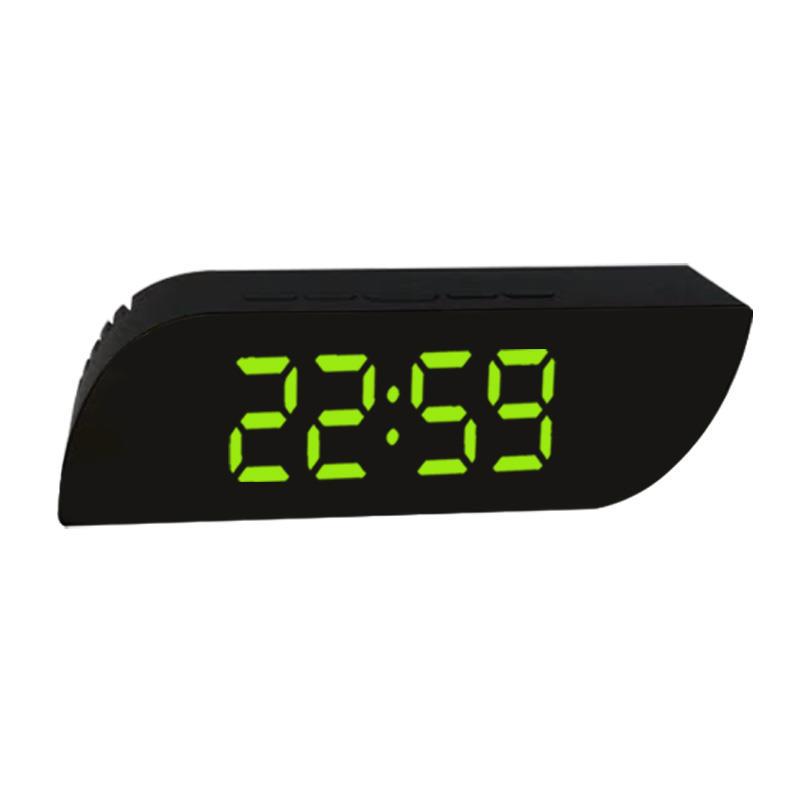 Rectangle Multi-function Desk Clocks Digital Mirror LED Alarm Clock Night Lights Thermometer Electronic Table Clock: green color
