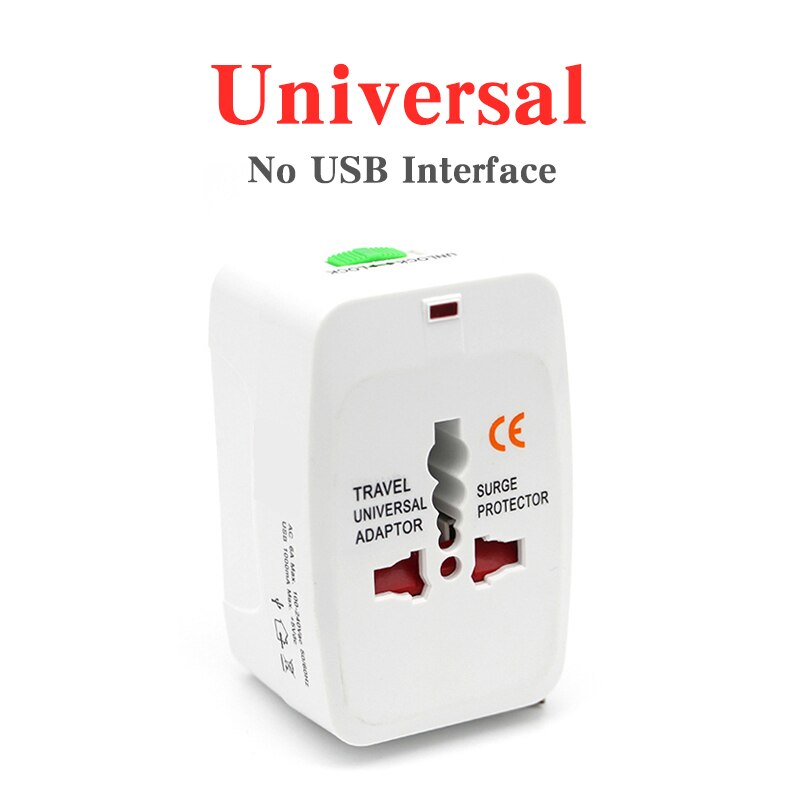 Universal Worldwide Adapter Electric Socket AU UK US EU Plug Adaptor Travel Wall Charger AC Power Option 2 USB Charging Port: No USB international